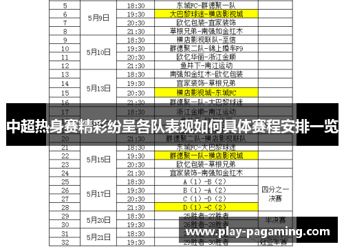 中超热身赛精彩纷呈各队表现如何具体赛程安排一览